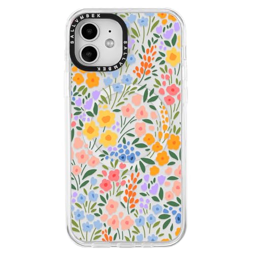 sallvmbek Schutzhülle für iPhone 12 / iPhone 12 Pro, 15,5 cm (6,1 Zoll), kompatibel mit MagSafe, niedliches Blumenmuster, magnetisch, stoßfest, TPU-Stoßdämpfer, Handyhüllen für Damen und Mädchen von sallvmbek