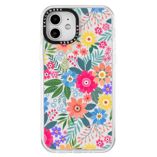 sallvmbek Schutzhülle für iPhone 12 / iPhone 12 Pro, 15,5 cm (6,1 Zoll), kompatibel mit MagSafe, niedliches Blumenmuster, magnetisch, stoßfest, TPU-Stoßdämpfer, Handyhüllen für Damen und Mädchen von sallvmbek