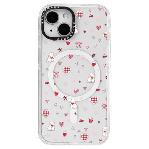 sallvmbek Schutzhülle für iPhone 13 / iPhone 14, 15,5 cm (6,1 Zoll), kompatibel mit MagSafe, niedliches Kaninchen-Druckmuster, magnetisch, stoßfest, TPU-Stoßfängerhülle für iPhone, Damen, Mädchen von sallvmbek