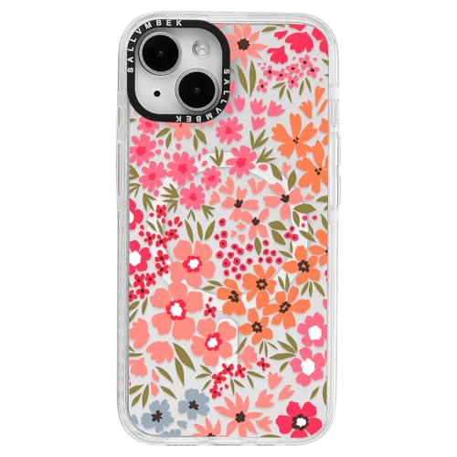 sallvmbek Schutzhülle für iPhone 14 / iPhone 13, 15,5 cm (6,1 Zoll), kompatibel mit MagSafe, niedliches Blumendruckmuster, magnetisch, stoßfest, TPU-Stoßfängerhülle für iPhone, Damen, Mädchen von sallvmbek