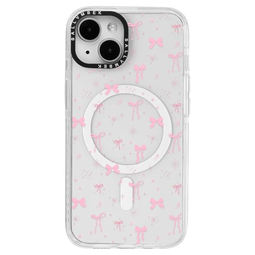sallvmbek Schutzhülle für iPhone 14 / iPhone 13, 15,5 cm (6,1 Zoll), kompatibel mit MagSafe, niedliches Schleifen-Druckmuster, magnetisch, stoßfest, TPU, für iPhone 14/13, Damen, Mädchen von sallvmbek