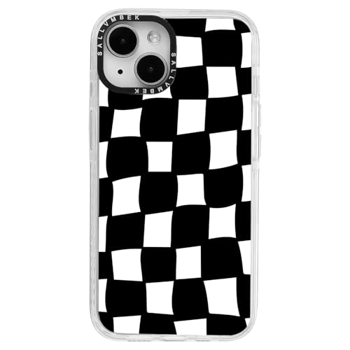 sallvmbek Schutzhülle für iPhone 15, 15,5 cm (6,1 Zoll), kompatibel mit MagSafe, niedliches Karomuster, magnetisch, stoßfest, transparent, TPU-Stoßfänger, Handyhüllen für iPhone 15, Damen, Mädchen von sallvmbek