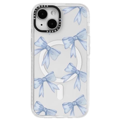 sallvmbek Schutzhülle für iPhone 15, 15,5 cm (6,1 Zoll), kompatibel mit MagSafe, niedliches Schleifendruckmuster Nr. 11, magnetisch, stoßfest, transparent, TPU-Stoßdämpfer, Handyhüllen für iPhone 15 von sallvmbek