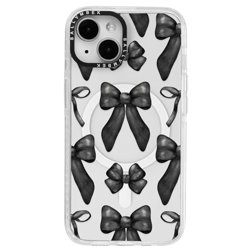sallvmbek Schutzhülle für iPhone 15, 15,5 cm (6,1 Zoll), kompatibel mit MagSafe, niedliches Schleifendruckmuster Nr. 2, magnetisch, stoßfest, transparent, TPU-Stoßdämpfer, Handyhüllen für iPhone 15 von sallvmbek