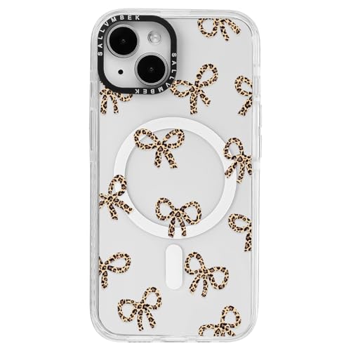 sallvmbek Schutzhülle für iPhone 15, 15,5 cm (6,1 Zoll), kompatibel mit MagSafe, niedliches Schleifendruckmuster Nr. 3, magnetisch, stoßfest, transparent, TPU-Stoßdämpfer, Handyhüllen für iPhone 15 von sallvmbek