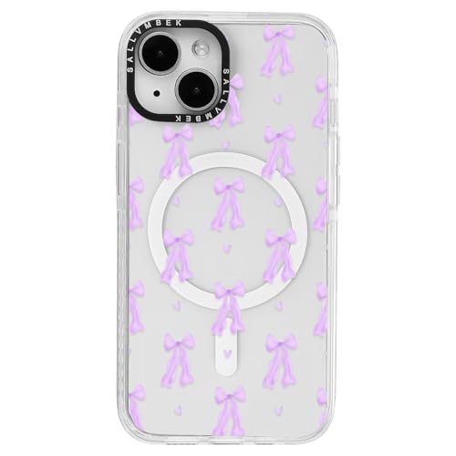sallvmbek Schutzhülle für iPhone 15, 15,5 cm (6,1 Zoll), kompatibel mit MagSafe, niedliches Schleifendruckmuster Nr. 6, magnetisch, stoßfest, transparent, TPU-Stoßdämpfer, Handyhüllen für iPhone 15 von sallvmbek