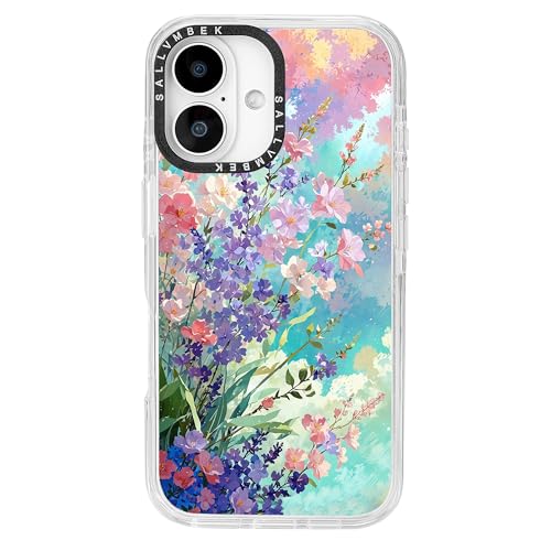 sallvmbek Schutzhülle für iPhone 16, 15,5 cm (6,1 Zoll), kompatibel mit MagSafe, niedliches Blumenmuster, magnetisch, stoßfest, TPU-Stoßdämpfer, Handyhüllen für iPhone 16, Damen, Mädchen von sallvmbek