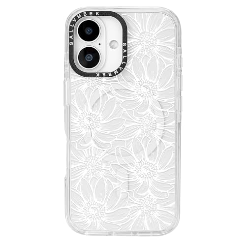 sallvmbek Schutzhülle für iPhone 16, 15,5 cm (6,1 Zoll), kompatibel mit MagSafe, niedliches Blumenmuster, magnetisch, stoßfest, TPU-Stoßdämpfer, Handyhüllen für iPhone 16, Frauen und Mädchen von sallvmbek