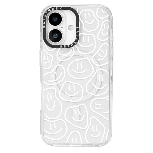 sallvmbek Schutzhülle für iPhone 16, 15,5 cm (6,1 Zoll), kompatibel mit MagSafe, niedliches Gesichts-Druckmuster, magnetisch, stoßfest, TPU-Stoßdämpfer, Handyhüllen für iPhone 16, Damen, Mädchen von sallvmbek