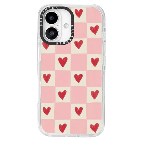 sallvmbek Schutzhülle für iPhone 16, 15,5 cm (6,1 Zoll), kompatibel mit MagSafe, niedliches Karomuster, magnetisch, stoßfest, TPU-Stoßdämpfer, Handyhüllen für iPhone 16, Frauen und Mädchen von sallvmbek