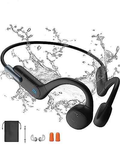 Kopfhörer Schwimmen, Knochenschall Bluetooth 5.3, Sport 32G-Speicher, IPX8 Wasserdicht, Unterwasser- mit MP3-Player für, Open Ear für Laufen von sayrelances