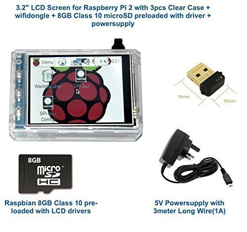3.2" TFT LCD Mit Transparente Schutzhülle Bundel 8GB Karte Netzteil + Wi-fi Adaptor - Durchsichtig von sb components