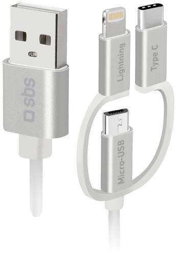 Sbs mobile USB-C® Kabel USB 2.0 USB-C®, Apple Lightning Stecker, USB-Micro-B Stecker 1.20m Weiß T von sbs mobile