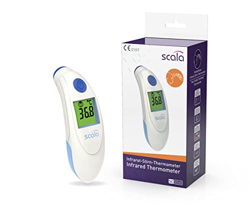 scala SC 8360 blau Top Speed Night digitales Infrarot Stirn Thermometer mit optischem und akustischem Fieberarlarm von scala