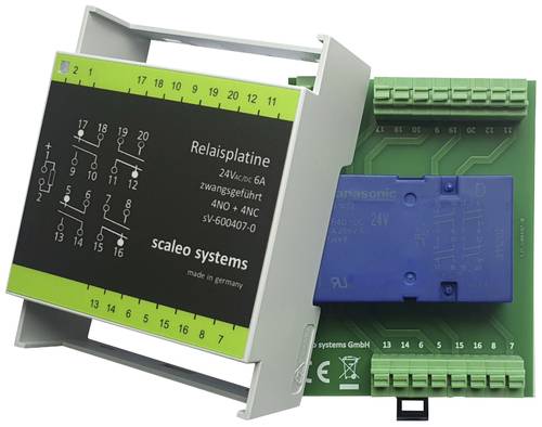 Scaleo systems Sicherheitsrelais mit Verpolschutzdiode, mit LED, mit Gehäuse 1 St. Typ 24V 4-fach 4 von scaleo systems