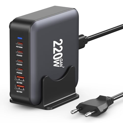 USB C Ladegerät Mehrfach, 220W 6-Port Ladestation【4 USBC+2 USBA】 Hub Schnelles Kompaktes GaN Stromadapter, PD USB-C Netzteil + QC USB-A Laptop Charger Kompatibel mit iPhone/ipad/Samsung/Pixel/Laptop USB C Ladegerät Mehrfach, 220W 6-Port Ladestation【4 USBC+2 USBA】 Hub Schnelles Kompaktes GaN Stromadapter, PD USB-C Netzteil + QC USB-A Laptop Charger Kompatibel mit iPhone/ipad/Samsung/Pixel/Laptop von sccvee