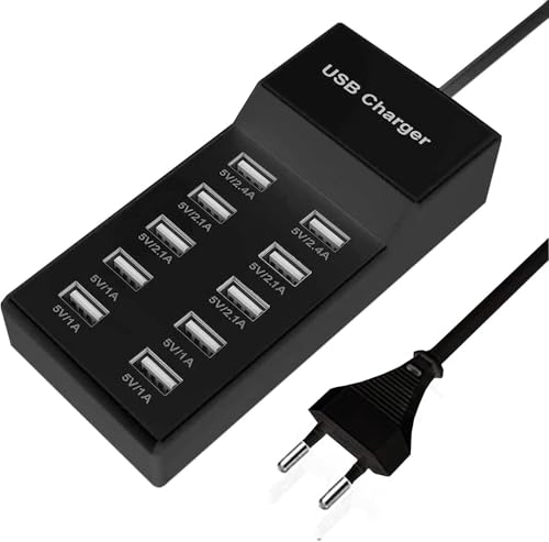 USB ladegerät mehrfach, 10 Port USB Ladegerät, USB netzteil, 40W Multi-Port-USB-Ladestation, USB-Hub, kompatibel mit iPhone 12/13/14/15/Samsung S23/Z Flod/Z Flip/iPad/Xiaomi/Huawei/Oppo/OnePlus. von sccvee