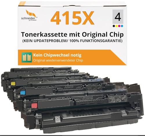 [Mit Original-Chip | wiederverwendet] Schneider Printware 415X Toner kompatibel für HP 415A 415X Laserjet Pro MFP M479fdw M479dw M479fdn M479fnw M454dw M479 W2030X W2031X W2032X W2033X von schneiderprintware
