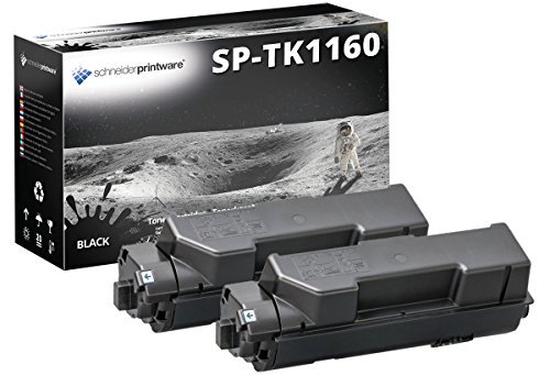 2 Schneider Printware Toner | 50% höhere Reichweite | kompatibel zu Kyocera TK-1160 für Kyocera ECOSYS P2040dn, Kyocera ECOSYS P2040dw | Schwarz 10.800 Seiten von schneiderprintware