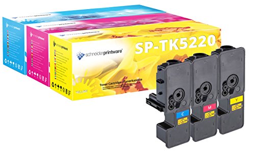 3 Schneider Printware Toner | 50 Prozent höhere Reichweite | kompatibel zu Kyocera TK-5220 TK-5220C TK-5220M TK-5220Y für Kyocera ECOSYS M5521cdn | M5521cdw | P5021cdn | P5021cdw | von schneiderprintware