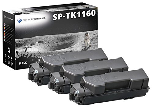 3 Schneider Printware Toner | 50% mehr Leistung | kompatibel zu Kyocera TK-1160 für Kyocera ECOSYS P2040dn P2040dw | Schwarz je 10.800 Seiten von schneiderprintware
