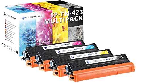 4 Schneider Printware Toner | 30% höhere Druckleistung | kompatibel zu Brother TN-423BK TN-423C TN-423M TN-423Y |Reichweite : Schwarz: bis zu 8.450 Seiten, Farbe: bis zu 5.200 Seiten von schneiderprintware