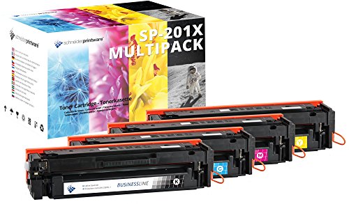 4 Schneider Printware Toner kompatibel für HP 201X 201A CF400X CF401X CF402X CF403X für Color LaserJet Pro MFP M277dw M277n M274n | Schwarz 3.850 Seiten, Color je 3.830 Seiten | von schneiderprintware