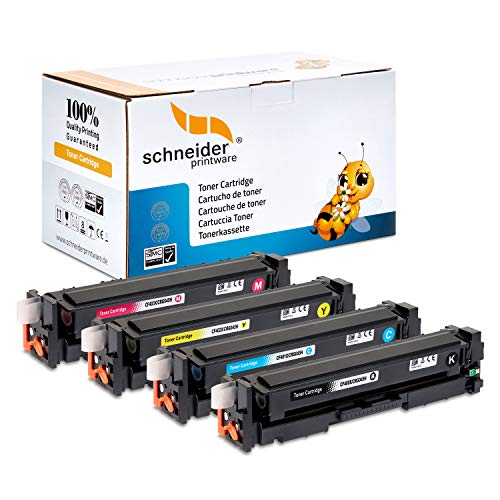 4 Schneider Printware wiederaufbereiteter Toner | 50% höhere Reichweite | für HP 201X für HP Color Laserjet Pro 200 M252n, M252dw Pro MFP M277dw M277n M274n CF400X CF401X CF402X CF403X von schneiderprintware