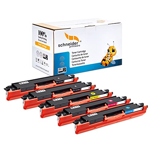 5 Schneider Printware Toner | 50% höhere Druckleistung | als Ersatz für CF350A CF351A CF352A CF352A HP 130A für HP Color Laserjet Pro MFP M176, Pro MFP M177fw |Geprüft nach ISO-Norm 19798 | von schneiderprintware