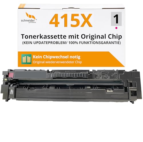 [Mit Original-Chip | wiederverwendet] Schneider Printware Toner kompatibel für HP 415X 415A W2033X Magenta für HP Color Laserjet Pro MFP M454 DN dw M479 dw fdn fdw fnw | Keine UPDATEPROBLEME| von schneiderprintware