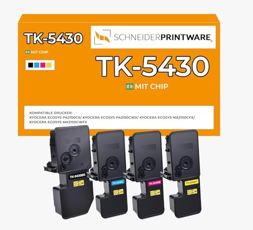 Schneider Printware 4 Toner TK-5340 kompatibel mit Kyocera TK-5430 für ECOSYS MA2100 PA2100 MA2100cfx MA2100cwfx PA2100cwx,PA2100cx TK-5430K TK-5430M TK-5430Y TK-5430C von schneiderprintware