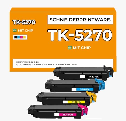 Schneider Printware TK-5270 TK-5270K TK5270 Kompatibel Toner für Kyocera ECOSYS M6630cidn P6230cdn M6230cidn TK 5270 TK-5270C TK-5270M TK-5270Y M6630 P6230 M6230 ( CMYK 4-Pack) von schneiderprintware