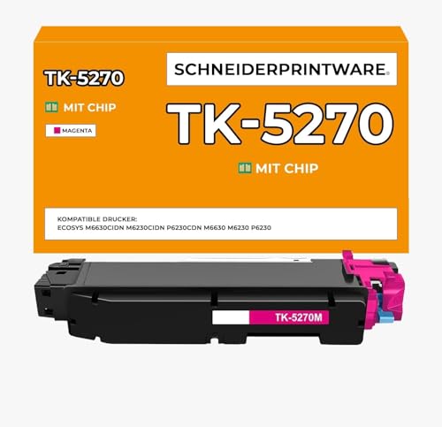 Schneider Printware TK-5270 TK-5270M TK5270 Kompatibel Toner für Kyocera ECOSYS M6630cidn P6230cdn M6230cidn TK 5270M TK5270M TK 5270 M6630 P6230 M6230 Toner Magenta Rot von schneiderprintware