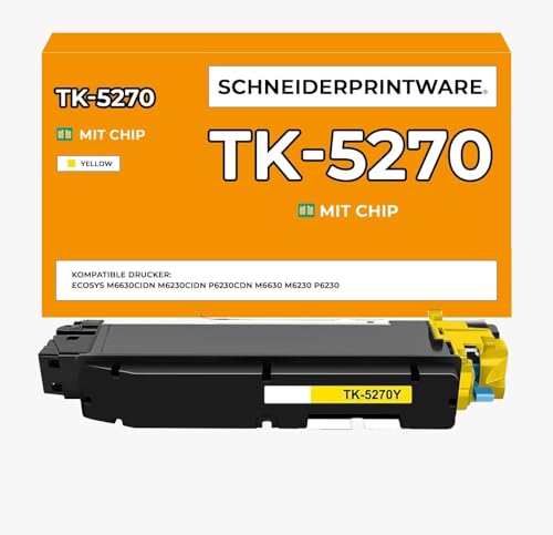 Schneider Printware TK-5270 TK-5270Y TK5270 Kompatibel Toner für Kyocera ECOSYS M6630cidn P6230cdn M6230cidn TK 5270Y TK5270Y TK 5270 M6630 P6230 M6230 Toner Gelb Yellow von schneiderprintware