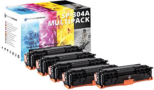 schneiderprintware 5 Toner (30 Prozent mehr Druckleistung) kompatibel zu CC530A CC531A CC532A CC533A 304A für HP Color Laserjet CP2025 CP2025dn CP2025n CM2320fxi MFP CM2320nf MFP von schneiderprintware