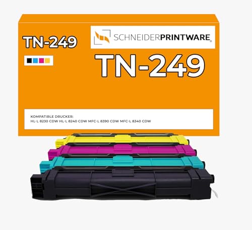 schneiderprintware TN-249 Toner kompatibel für Brother HL-L 8230 CDW HL-L 8240 CDW MFC-L 8390 CDW MFC-L 8340 CDW TN-249BK TN-249C TN-249M TN-249Y von schneiderprintware