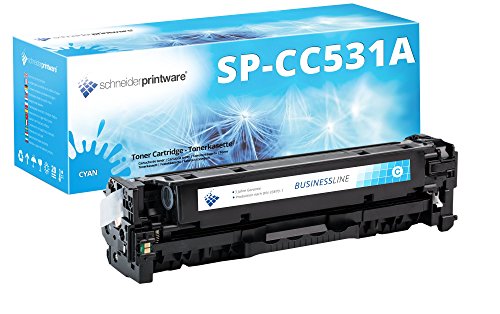 schneiderprintware Toner 30% mehr Druckleistung kompatibel für CC531A Cyan für HP Color Laserjet CP2025 CP2025dn CP2025n CM2320fxi MFP CM2320nf MFP von schneiderprintware