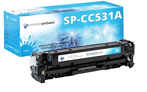 schneiderprintware Toner 30% mehr Druckleistung kompatibel zu CC531A Cyan für HP Color Laserjet CP2025 CP2025dn CP2025n CM2320fxi MFP CM2320nf MFP von schneiderprintware