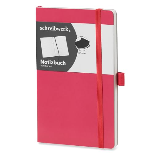 schreibwerk Notizbuch A5 dotted - 160 Seiten - Softcover, Punktraster, Lesezeichen und Stiftschlaufe - Himbeere von schreibwerk