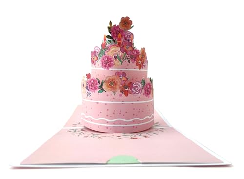 scicent Geburtstagskarte 3D Pop Up Grußkarten Kuchen Geburtstag Karte mit Schönen Papier-Cut und Umschlag Geschenk für Ihre Familie, Freunde und Liebhaber Special (Rosa) - 19916 von scicent