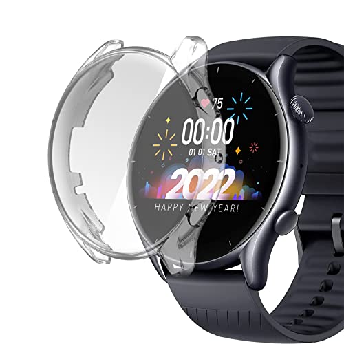 sciuU Hülle Kompatibel mit Amazfit GTR3 / GTR3 Pro, Rundum Schutzhülle mit Displayschutzfolie, Flexible TPU-Gehäuse Case Schale Kompletter Schutz Cover für GTR3 / GTR3 Pro, Klar von sciuU