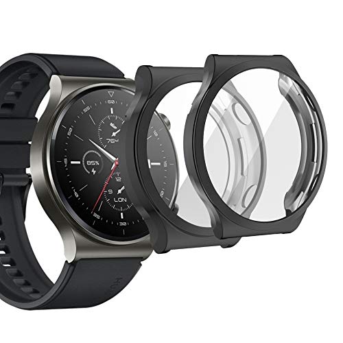 sciuU Hülle Kompatibel mit Huawei Watch GT 2 Pro Smartwatch, [2 Stück] Rundum Schutzhülle mit Displayschutzfolie, Flexible TPU-Gehäuse Case Schale Kompletter Schutz Cover für Huawei GT2 Pro, Schwarz von sciuU