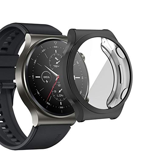 sciuU Hülle Kompatibel mit Huawei Watch GT 2 Pro Smartwatch, Rundum Schutzhülle mit Displayschutzfolie, Flexible TPU-Gehäuse Case Schale Kompletter Schutz Cover für Huawei GT2 Pro, Schwarz von sciuU