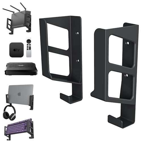 sciuU Universelle Wandhalterung für Router/TV-Box/Laptop/Netzwerk-Switches/Modems - kompatibel mit TP-Link, Mi Box, Apple TV, Sky Q - Mehrzweckregal Wandregal für Geräte < 4cm, Schwarz sciuU Universelle Wandhalterung für Router/TV-Box/Laptop/Netzwerk-Switches/Modems - kompatibel mit TP-Link, Mi Box, Apple TV, Sky Q - Mehrzweckregal Wandregal für Geräte < 4cm, Schwarz von sciuU