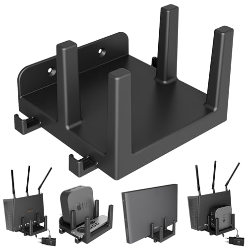sciuU Wandhalterung für Router, TV-Boxen, Modems, Netzwerkswitches – Halter Wandregal für 2 Geräte < 3,9cm / 4,3cm Dicke - Kompatibel mit Apple TV, Xiaomi Mi Box, Roku, TP-Link, ASUS, Sky Q Mini sciuU Wandhalterung für Router, TV-Boxen, Modems, Netzwerkswitches – Halter Wandregal für 2 Geräte < 3,9cm / 4,3cm Dicke - Kompatibel mit Apple TV, Xiaomi Mi Box, Roku, TP-Link, ASUS, Sky Q Mini von sciuU