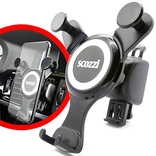 scozzi Handyhalterung Auto Lüftung Schwerkraft Handy KFZ Gitter Halterung Halter zB kompatibel mit Samsung S24 S23 S22 S21 S20 A55 A54 A53 A35 für iPhone 15 14 13 12 11 XR FE Plus Ultra Mini Lite Pro von scozzi