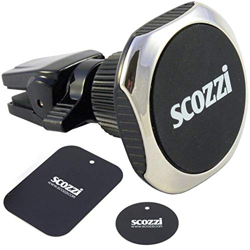 scozzi Handyhalterung Auto Magnet Lüftung rund Lüftungsschlitz KFZ Handy Halterung zB kompatibel mit Samsung S23 S22 S21 S20 A54 A53 für iPhone 15 14 13 12 11 FE Plus Ultra Mini Lite Pro von scozzi