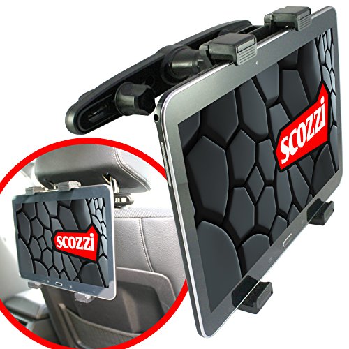 scozzi Tablet Halterung Auto Kopfstütze Rücksitz Halter zB kompatibel mit Apple iPad,Lenovo,Samsung Galaxy Tab S9 S8 S7 S6 S5e A7 A E P12 P11 Yoga 13 11 M10 M8 FE Lite Air Mini Plus Pro von scozzi