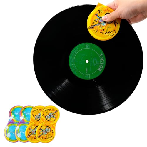sdroceRyaM Schallplattenhandschuh LP Handler Greifer, antistatischer Vinyl-Schallplattenreiniger und -schutz, weiche Mikrofaser, praktisches Plattenspieler-Zubehör (Gitarre und Regenbogen), 4 Stück von sdroceRyaM