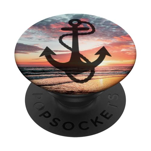 Schwarz, nautisch, Bootfahren, Anker, Meereswellen, Strand, Sand, Sonnenuntergang PopSockets Klebender PopGrip Schwarz, nautisch, Bootfahren, Anker, Meereswellen, Strand, Sand, Sonnenuntergang PopSockets Klebender PopGrip von sea waves beach sand sunset black sailor anchor